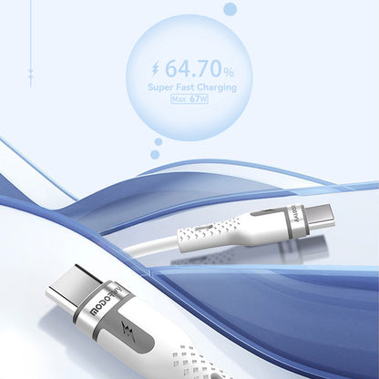 67 Watt Type-C to Type-C charging cable, made of silicone material, white