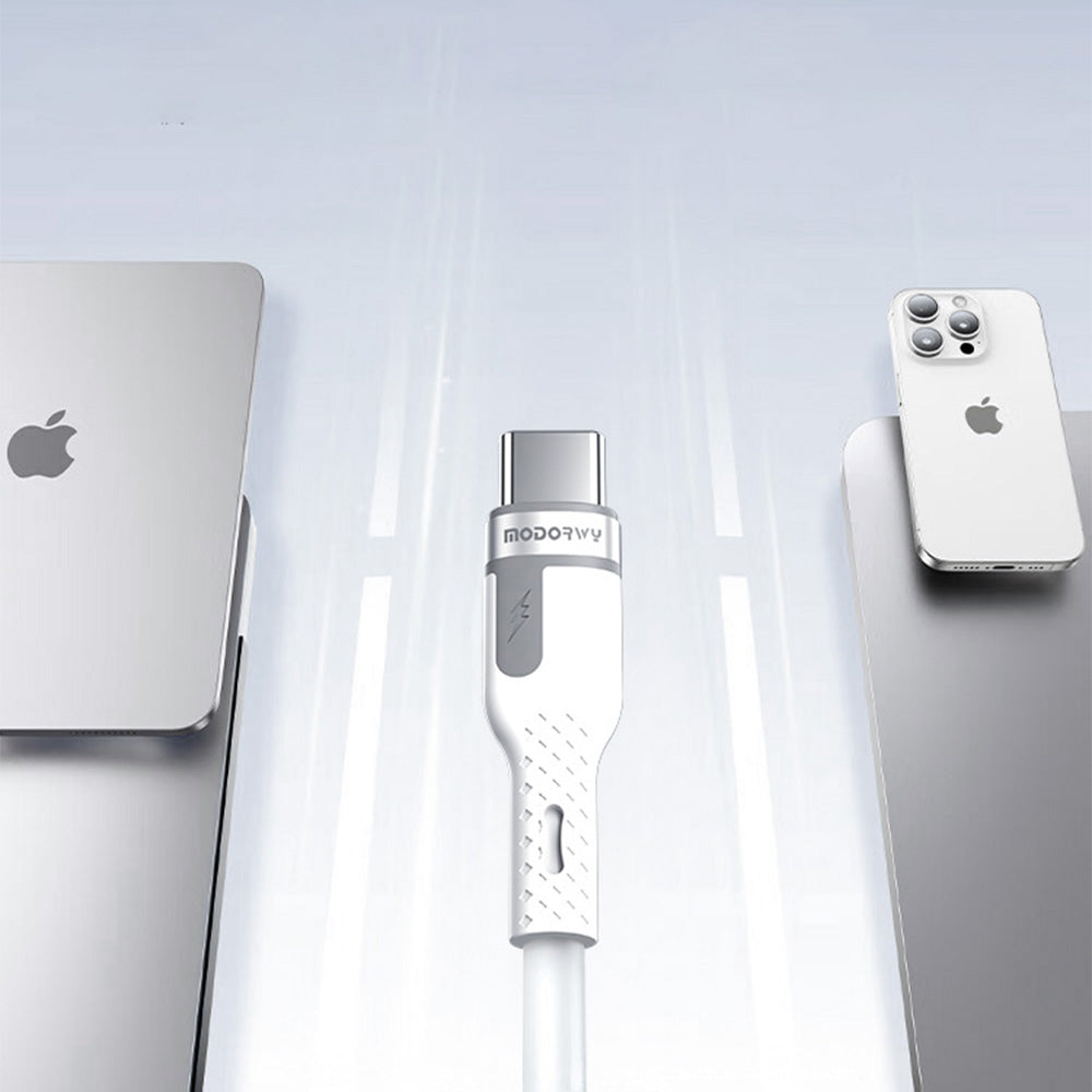 67 Watt Type-C to Type-C charging cable, made of silicone material, white