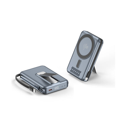 22.5W Fast Charging Qi2 compatible Magnetic Power Bank with Built-in Phone Holder